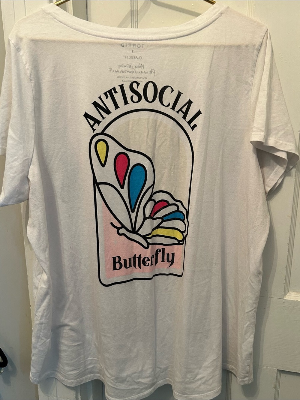 Antisocial Butterfly White Graphic Tee